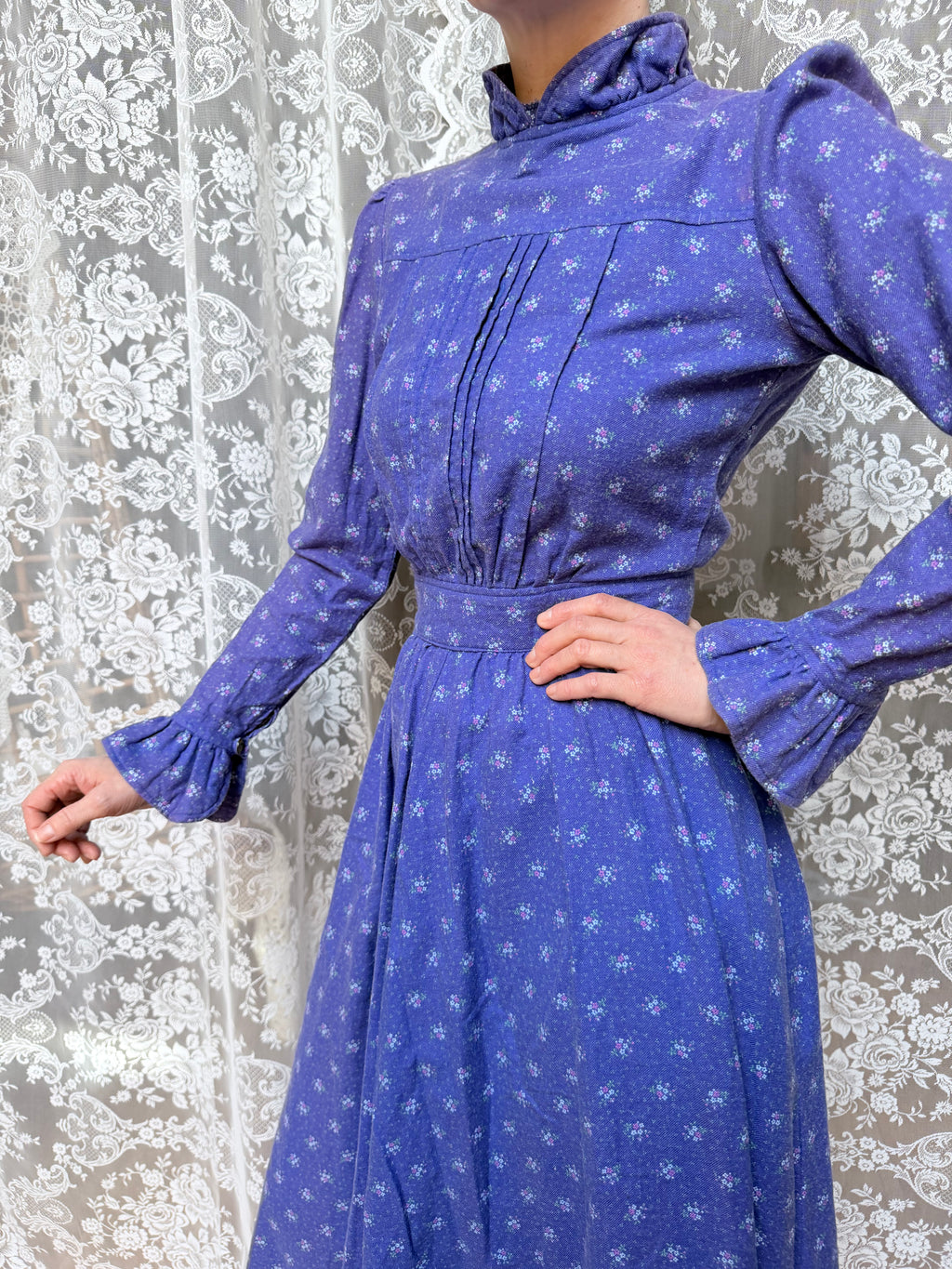Vintage 1970s Laura Ashley Ditsy Floral Prairie Dress