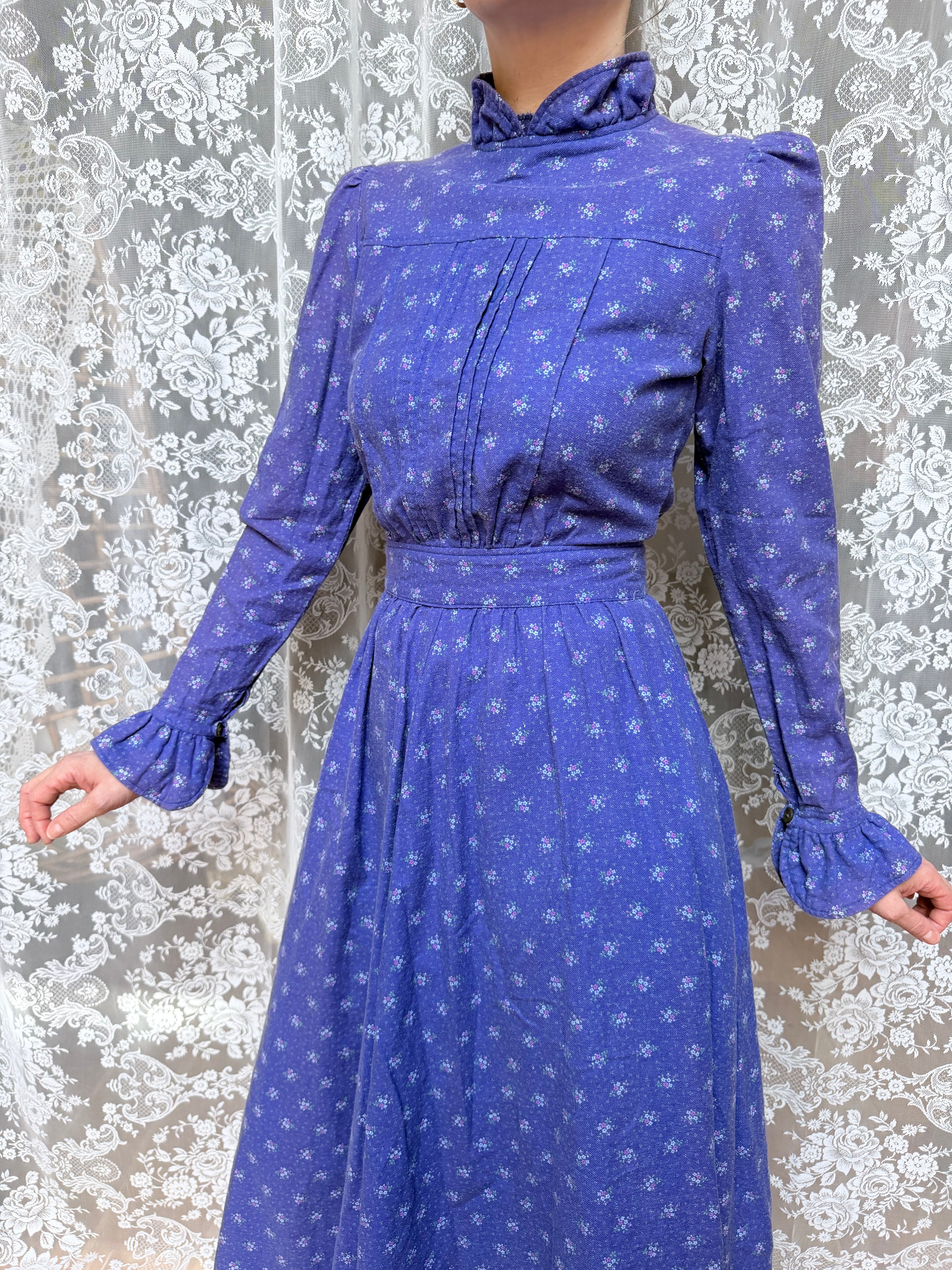 Vintage 1970s Laura Ashley Ditsy Floral Prairie Dress