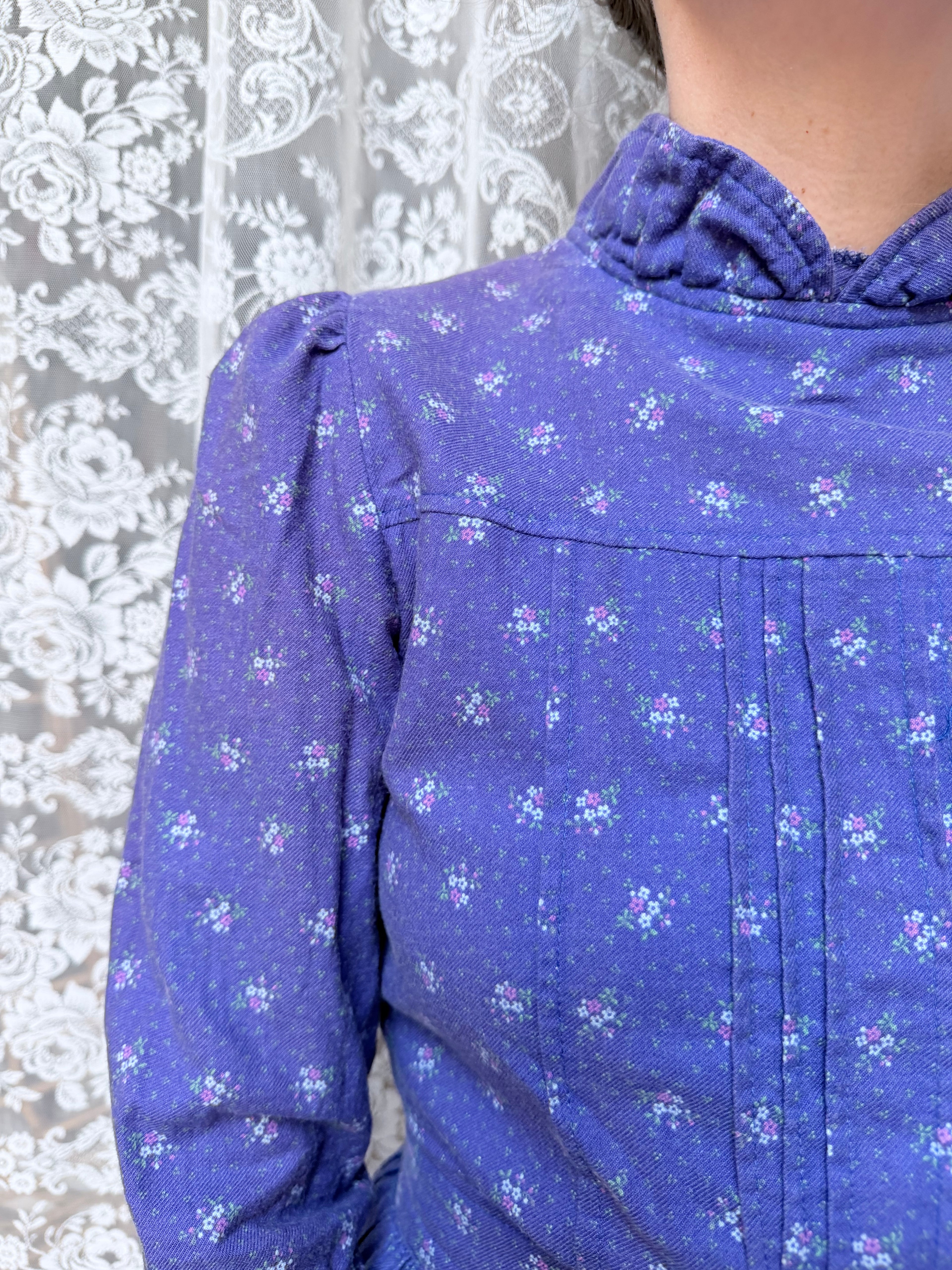 Vintage 1970s Laura Ashley Ditsy Floral Prairie Dress