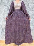 Rare Vintage 1970s Miss Selfridge Indian Block Print Balloon Sleeve Dress