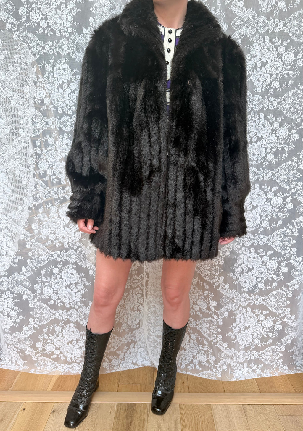 Vintage 1960s/70s Dark Brown Faux Fur Coat | Made in UK