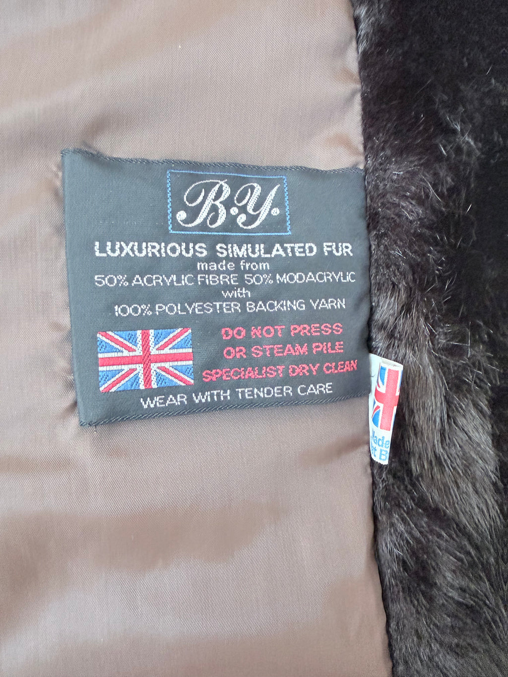 Vintage 1960s/70s Dark Brown Faux Fur Coat | Made in UK