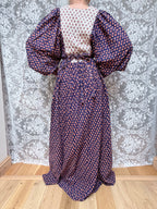 Rare Vintage 1970s Miss Selfridge Indian Block Print Balloon Sleeve Dress