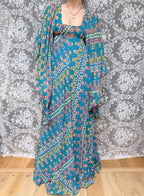 Rare Vintage 1970s David Silverman Angel Sleeve Maxi Dress