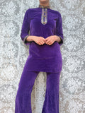 1960s Pop Chicks of London Purple Velvet Mini Dress & Trouser Set
