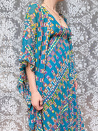 Rare Vintage 1970s David Silverman Angel Sleeve Maxi Dress