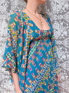 Rare Vintage 1970s David Silverman Angel Sleeve Maxi Dress