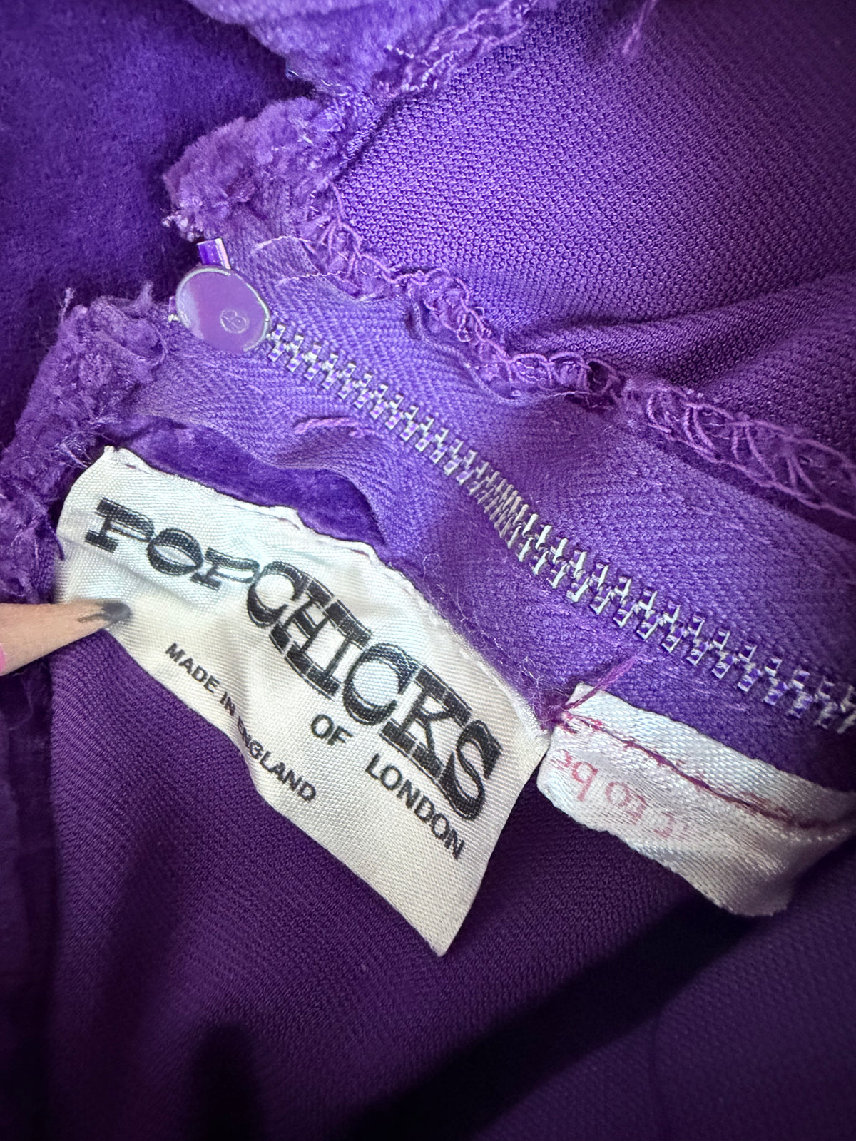 1960s Pop Chicks of London Purple Velvet Mini Dress & Trouser Set