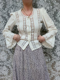 The Maiden: Vintage 1970s Laura Ashley Lace Prairie Bell Sleeve Blouse