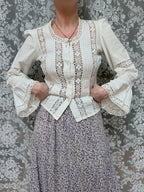 The Maiden: Vintage 1970s Laura Ashley Lace Prairie Bell Sleeve Blouse