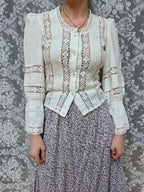 The Maiden: Vintage 1970s Laura Ashley Lace Prairie Bell Sleeve Blouse