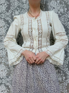 The Maiden: Vintage 1970s Laura Ashley Lace Prairie Bell Sleeve Blouse