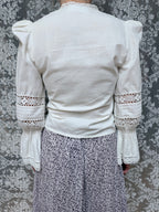 The Maiden: Vintage 1970s Laura Ashley Lace Prairie Bell Sleeve Blouse