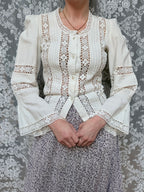 The Maiden: Vintage 1970s Laura Ashley Lace Prairie Bell Sleeve Blouse