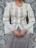 The Maiden: Vintage 1970s Laura Ashley Lace Prairie Bell Sleeve Blouse
