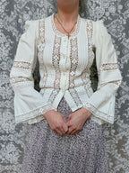 The Maiden: Vintage 1970s Laura Ashley Lace Prairie Bell Sleeve Blouse