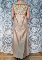 Vintage 1960s Jean Varon Gold Hand-Finished Embroidered Dress