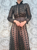 Antique Black Lace Two-Piece Gothic Set | Victorian/Edwardian