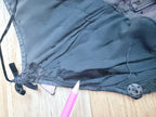 Antique 1920s Black Cotton Ball Gown Dress with Pink Bow Front