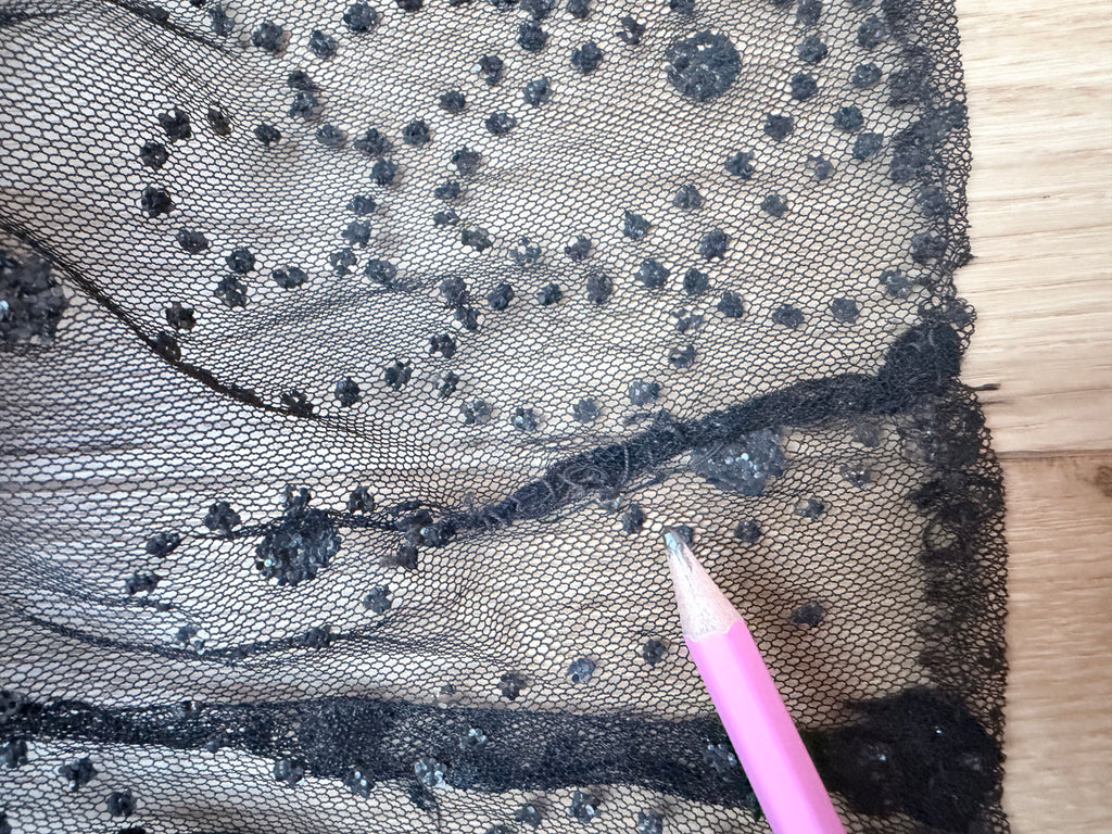 Antique 1920s Black Cotton Ball Gown Dress with Pink Bow Front