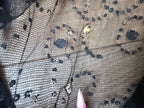Antique 1920s Black Cotton Ball Gown Dress with Pink Bow Front