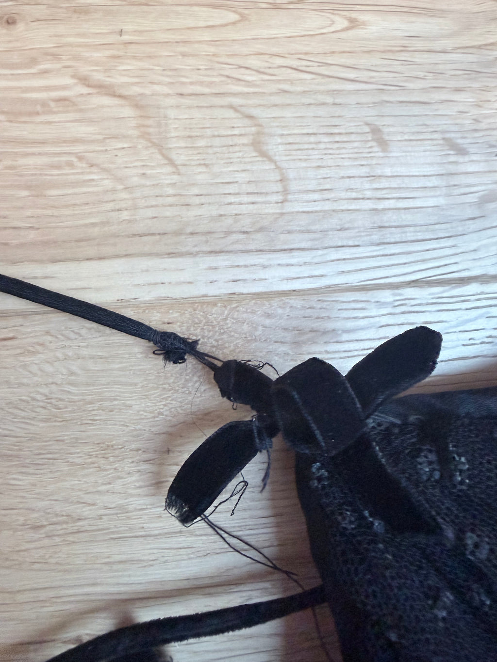 Antique 1920s Black Cotton Ball Gown Dress with Pink Bow Front