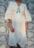Vintage 1970s Saxon Lingerie Blue-Ribbon Bell-Sleeve Nightdress