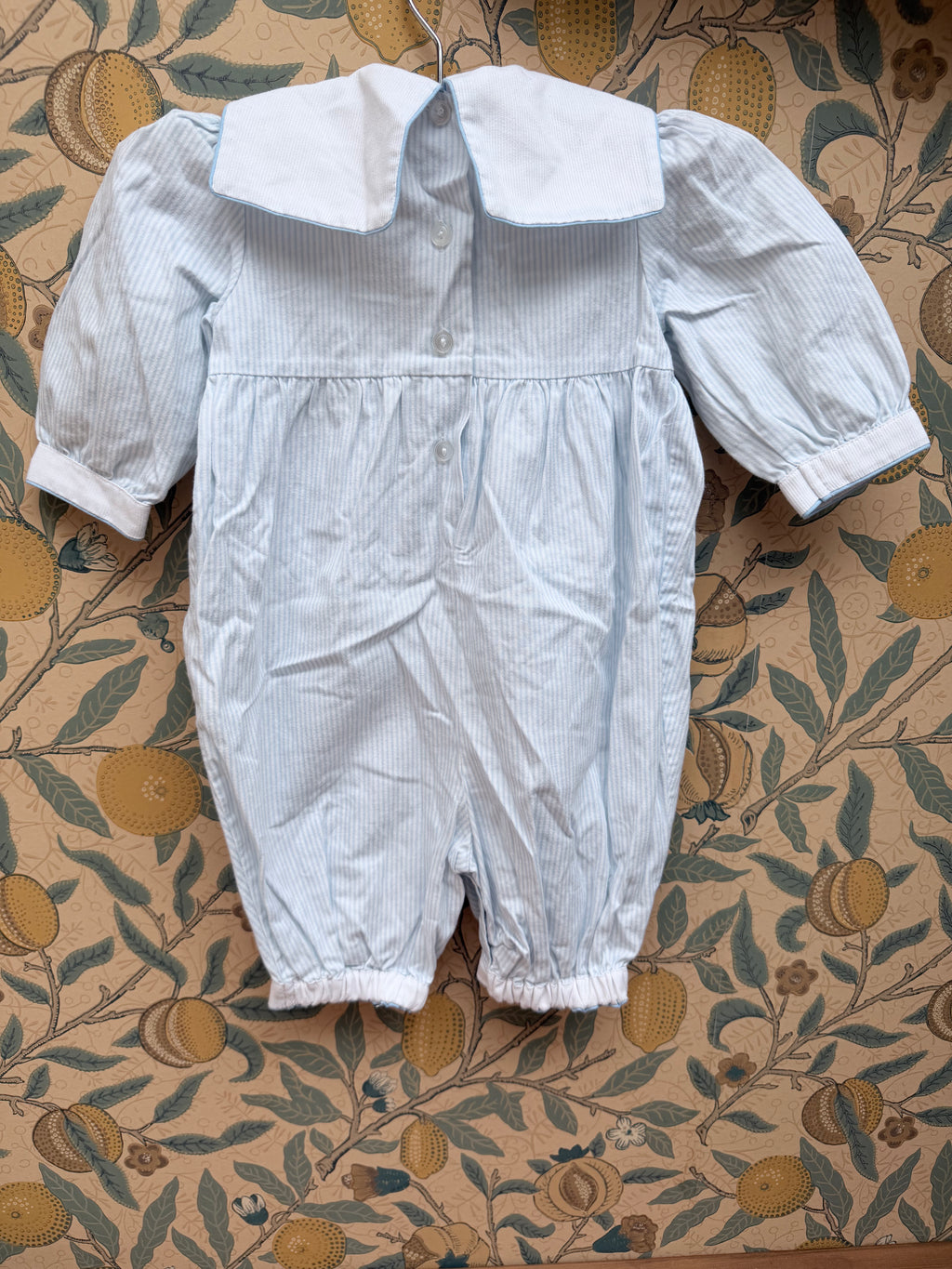 Vintage Baby Farmyard Pinstripe Sailor Suit Unisex