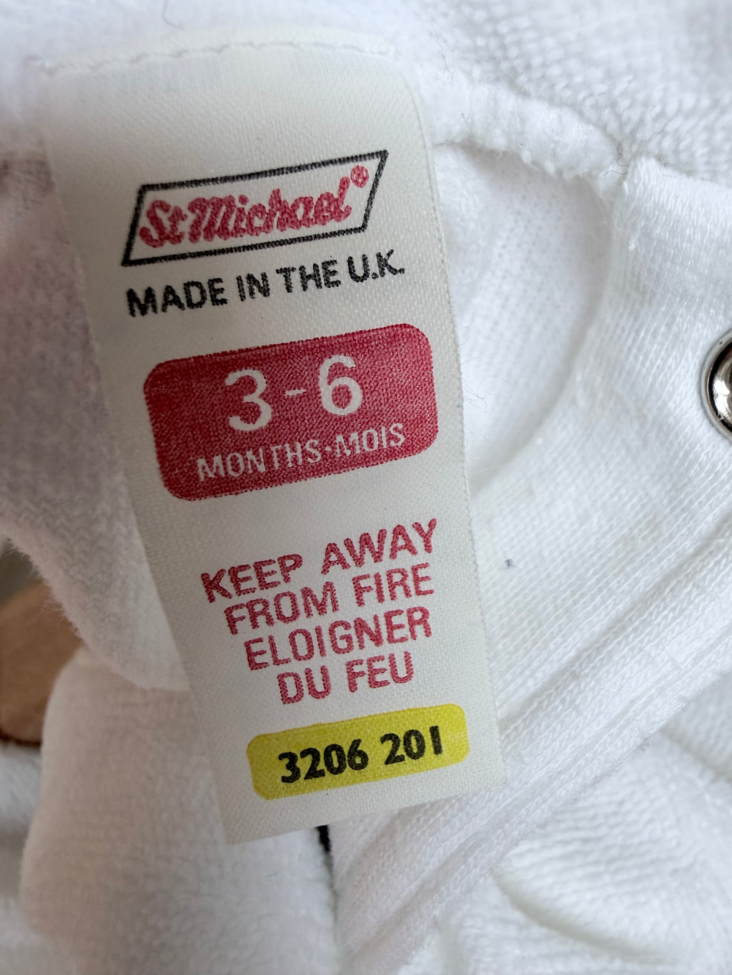Vintage St Michael Velvet Terrycloth Baby Grow