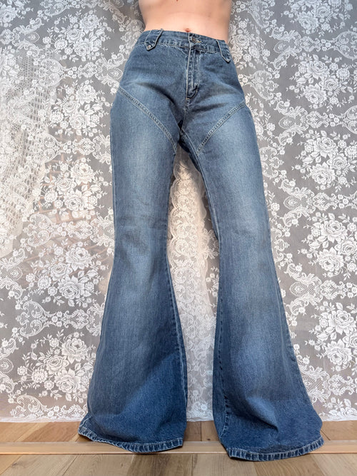 Classic 1970s Style Bell-Bottom Denim Flares