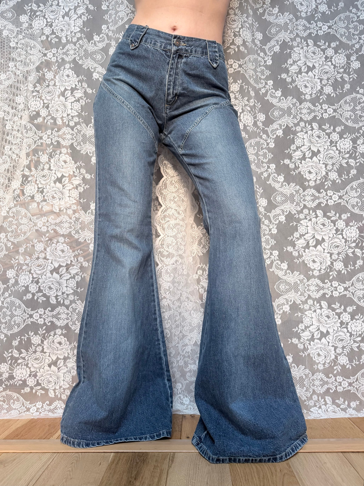Classic 1970s Style Bell-Bottom Denim Flares
