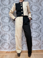 Vintage 1980s YSL Rive Gauche Picasso Collection Black & Cream Suit