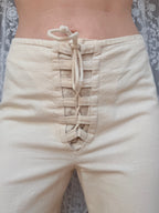 1970s Richard Shops Linen Lace-Up Trousers