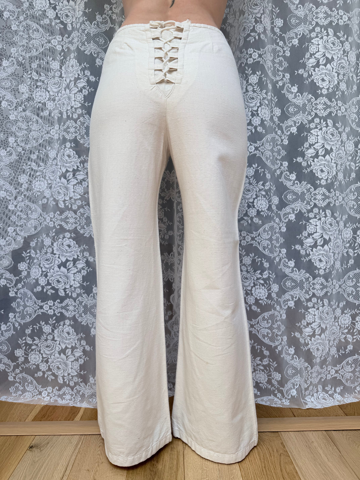 1970s Richard Shops Linen Lace-Up Trousers