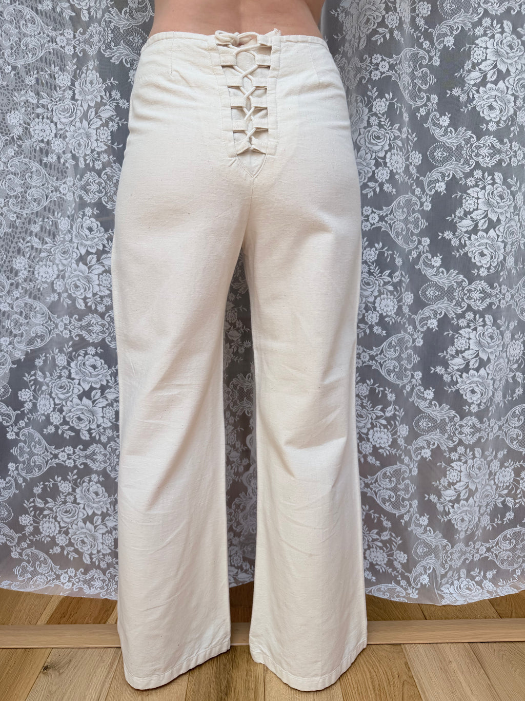1970s Richard Shops Linen Lace-Up Trousers