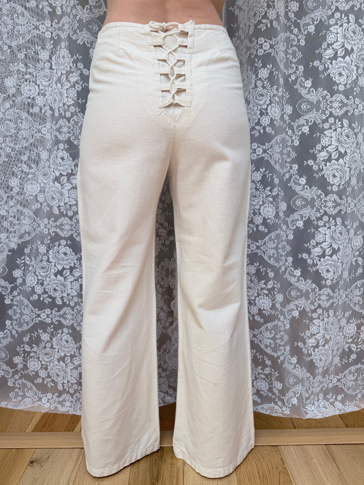 1970s Richard Shops Linen Lace-Up Trousers
