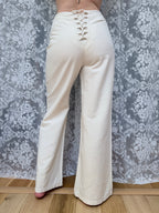 1970s Richard Shops Linen Lace-Up Trousers