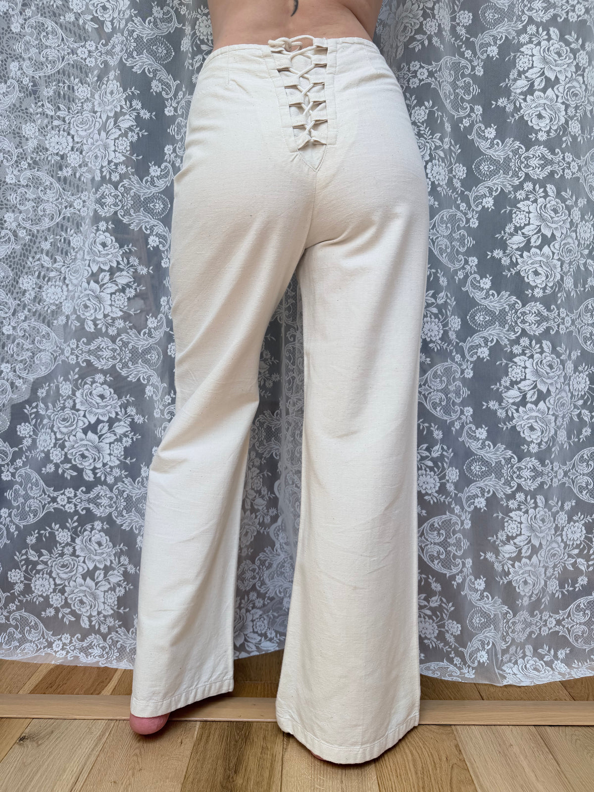 1970s Richard Shops Linen Lace-Up Trousers