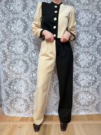 Vintage 1980s YSL Rive Gauche Picasso Collection Black & Cream Suit