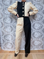 Vintage 1980s YSL Rive Gauche Picasso Collection Black & Cream Suit