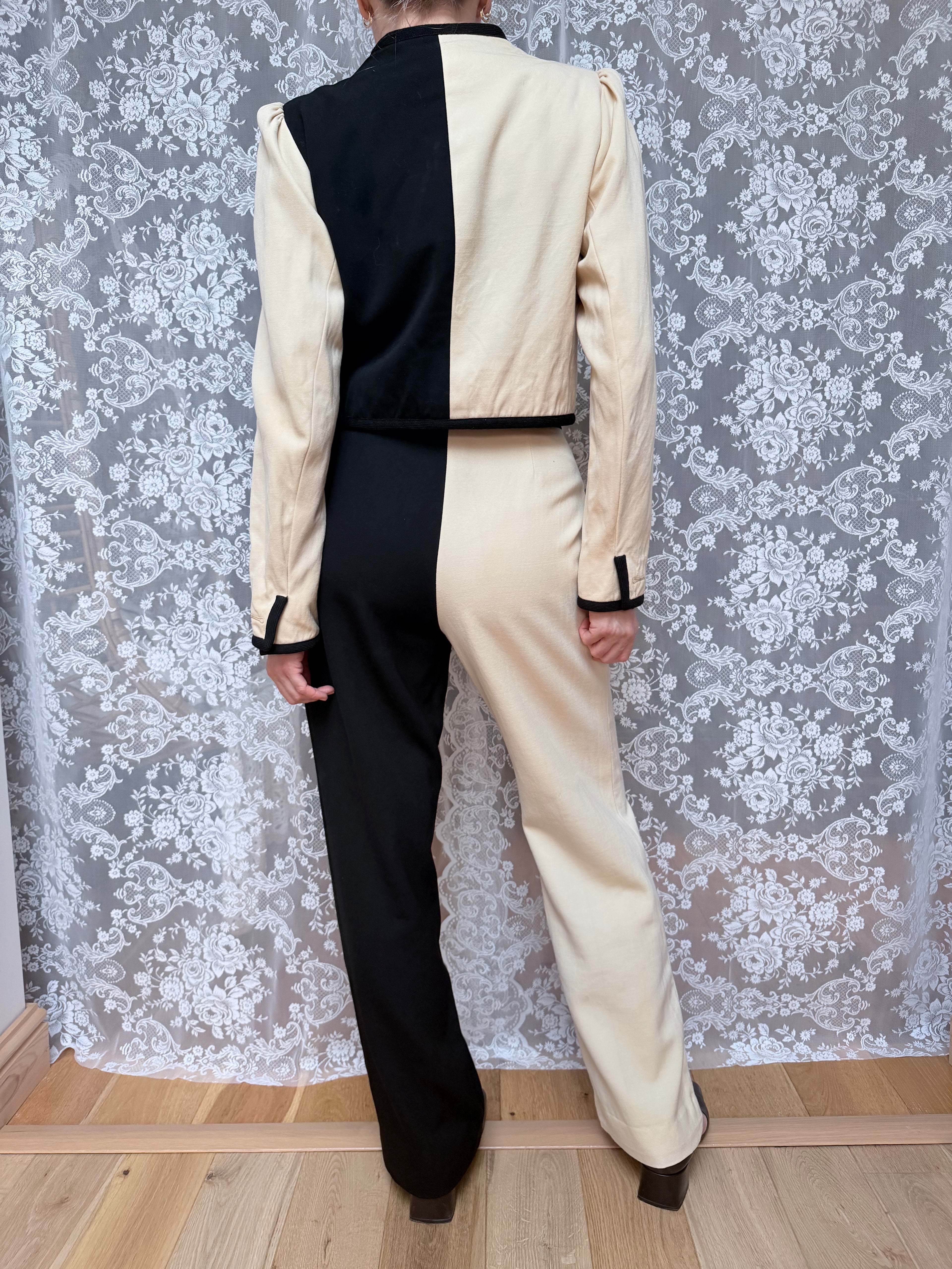 Vintage 1980s YSL Rive Gauche Picasso Collection Black & Cream Suit