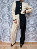Vintage 1980s YSL Rive Gauche Picasso Collection Black & Cream Suit