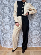 Vintage 1980s YSL Rive Gauche Picasso Collection Black & Cream Suit