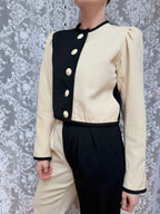 Vintage 1980s YSL Rive Gauche Picasso Collection Black & Cream Suit