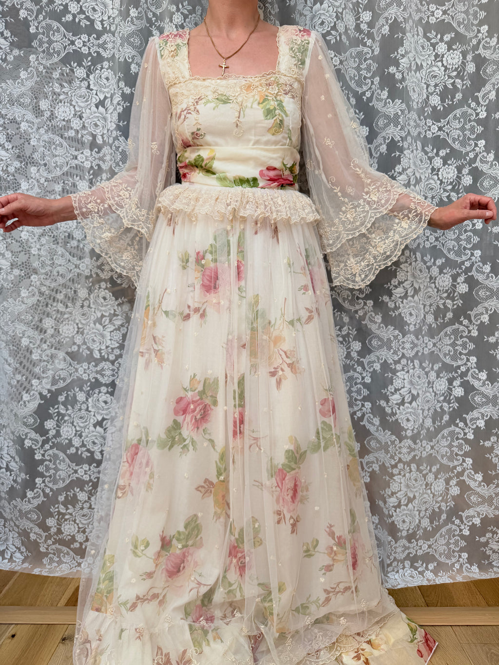 Vintage 1970s Annie Gough at Gemini Bridal Lace Gown | Fairy Tale Dress