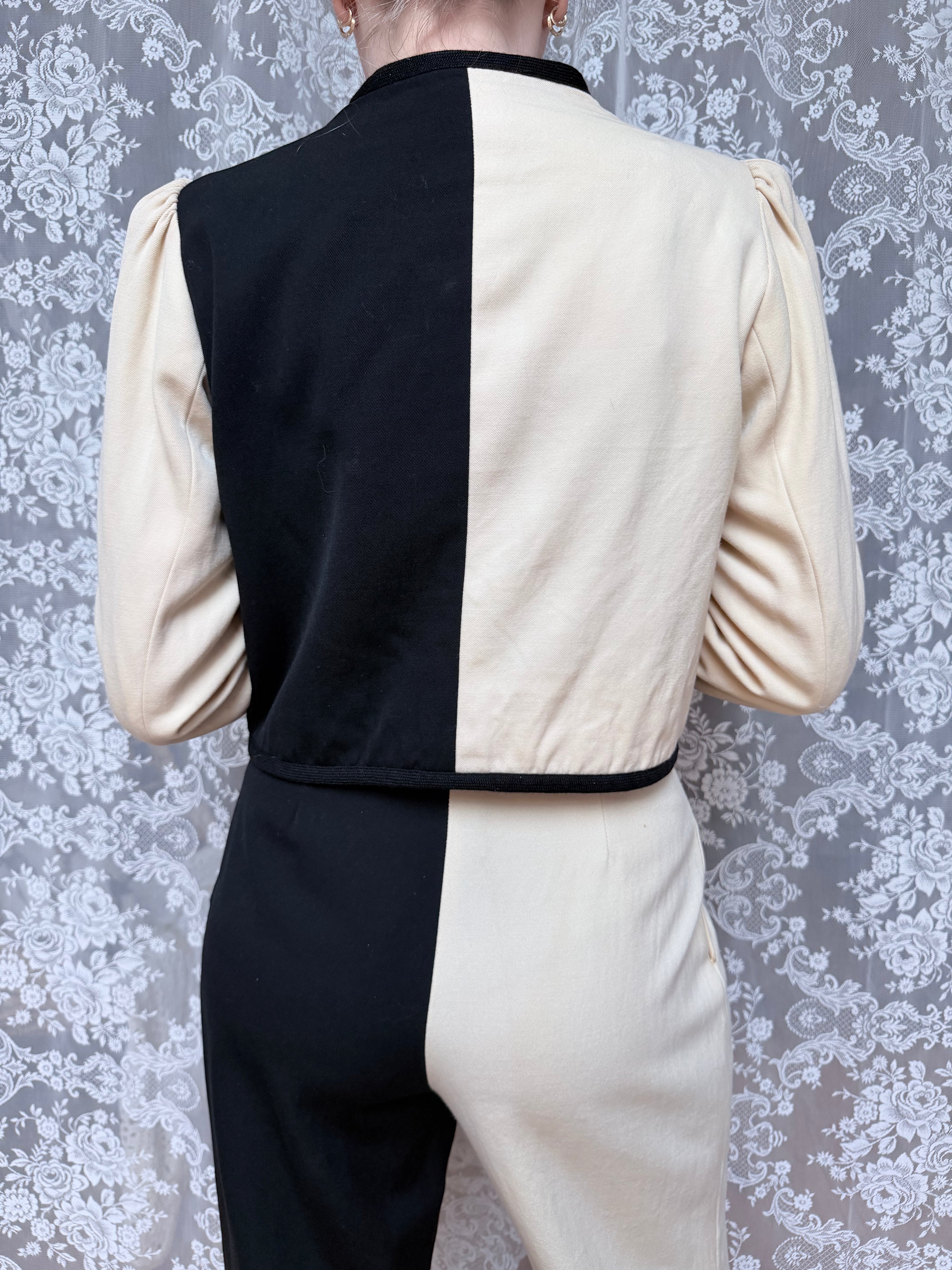 Vintage 1980s YSL Rive Gauche Picasso Collection Black & Cream Suit