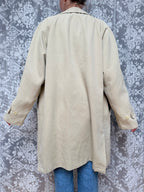 Vintage 1970s/1980s Burberry Beige Single-Breasted Mac Coat with Check Lining