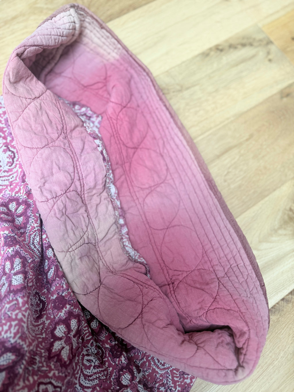 Rare Vintage 1970s Adini Indian Block Print Pink Two Piece