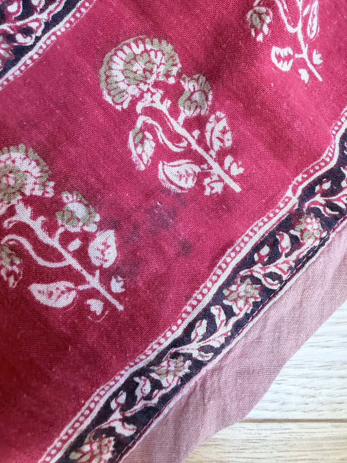 Rare Vintage 1970s Red Block Print Quilted Midi Dress