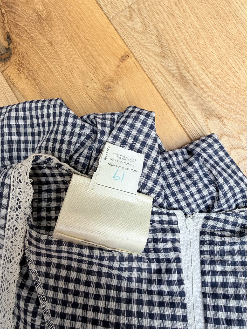 Rare Vintage 1970s Gunne Sax Blue Gingham Milkmaid Prairie Maxi Dress